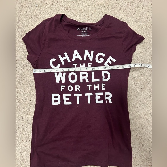 CHANGE THE WORLD FOR THE BETTER wound up graphic T size youth XL fits w s/m - Picture 5 of 5